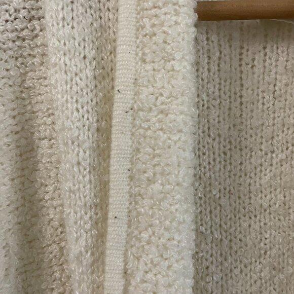 Vintage 80s White Chunky Knit Cardigan Slouchy Open Front Sweater | Size M-XL - Picture 9 of 13